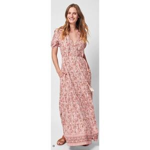 Faherty Orinda Organic Cotton Floral Maxi Dress NWT Size Small